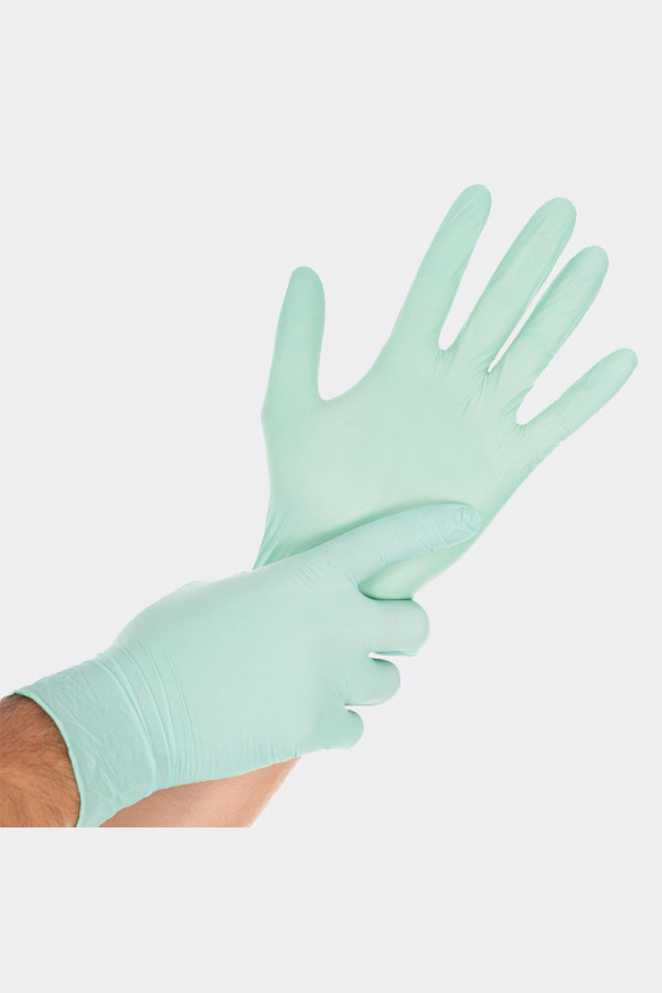 Нитриловые перчатки без пудры M, зелёные, 100 шт