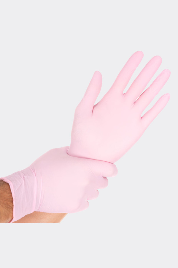 Нитриловые перчатки без пудры M, розовые, 100 шт